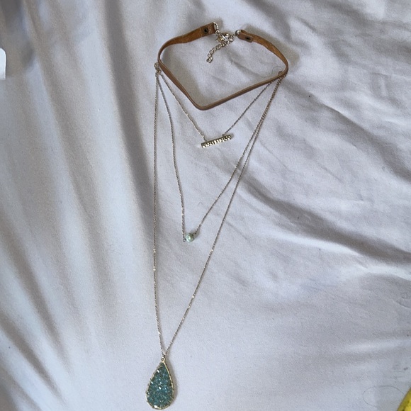 Panacea Leather Choker Layered Necklace - Picture 2 of 5